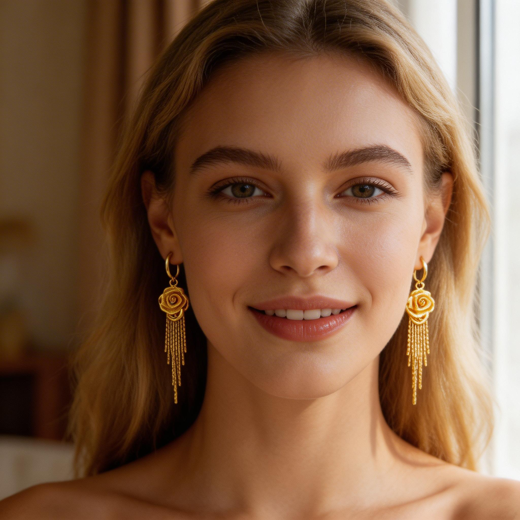 Elegant Flower Tassel Earrings