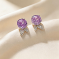 Ice Flower Amethyst Rose Stud Earrings