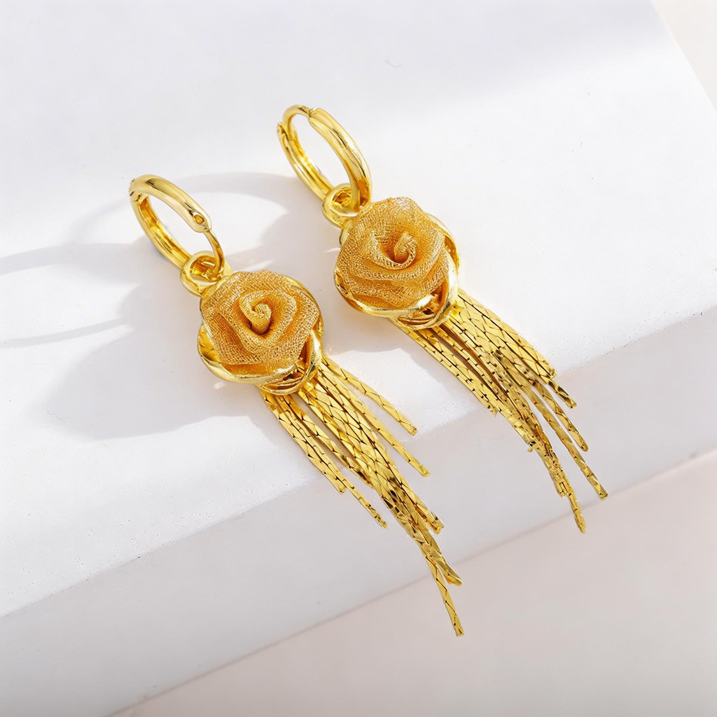 Elegant Flower Tassel Earrings