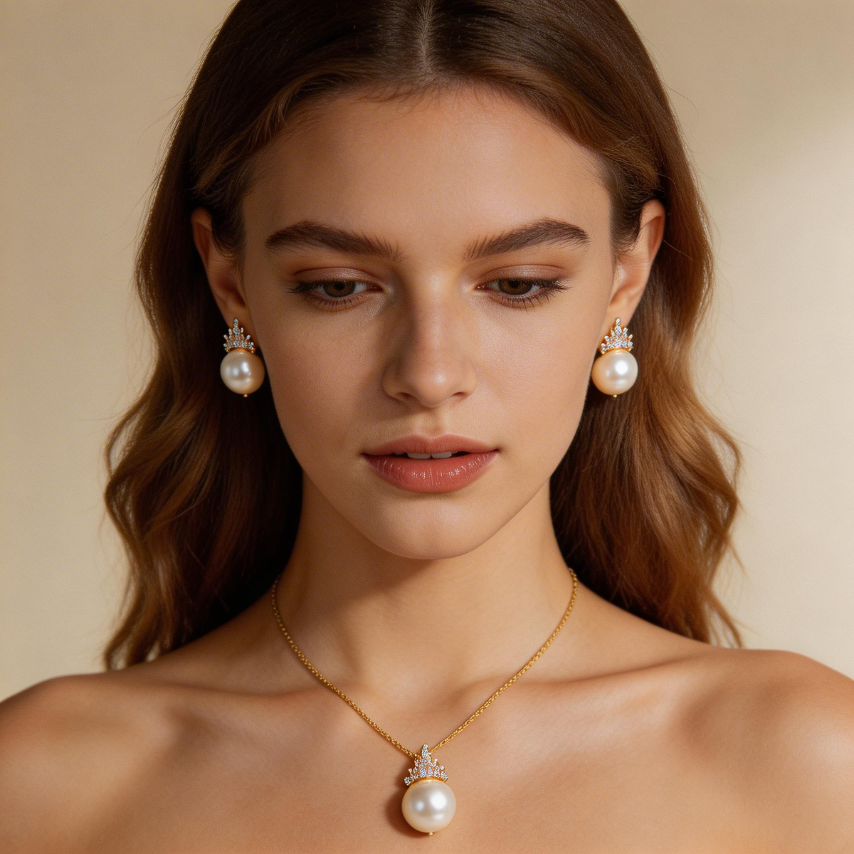 Elegant Crown Pearl Jewelry Set