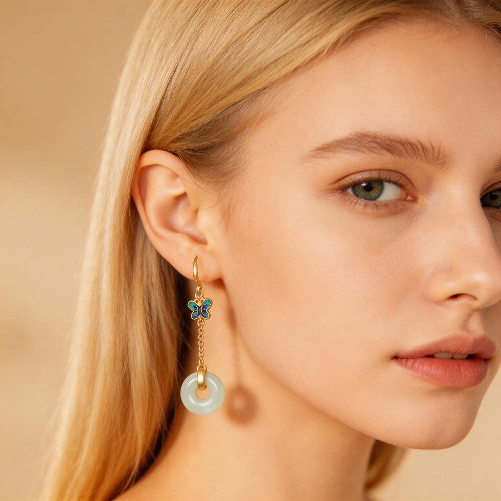 Peace Jade Donut Drop Earrings