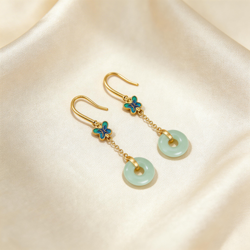 Peace Jade Donut Drop Earrings