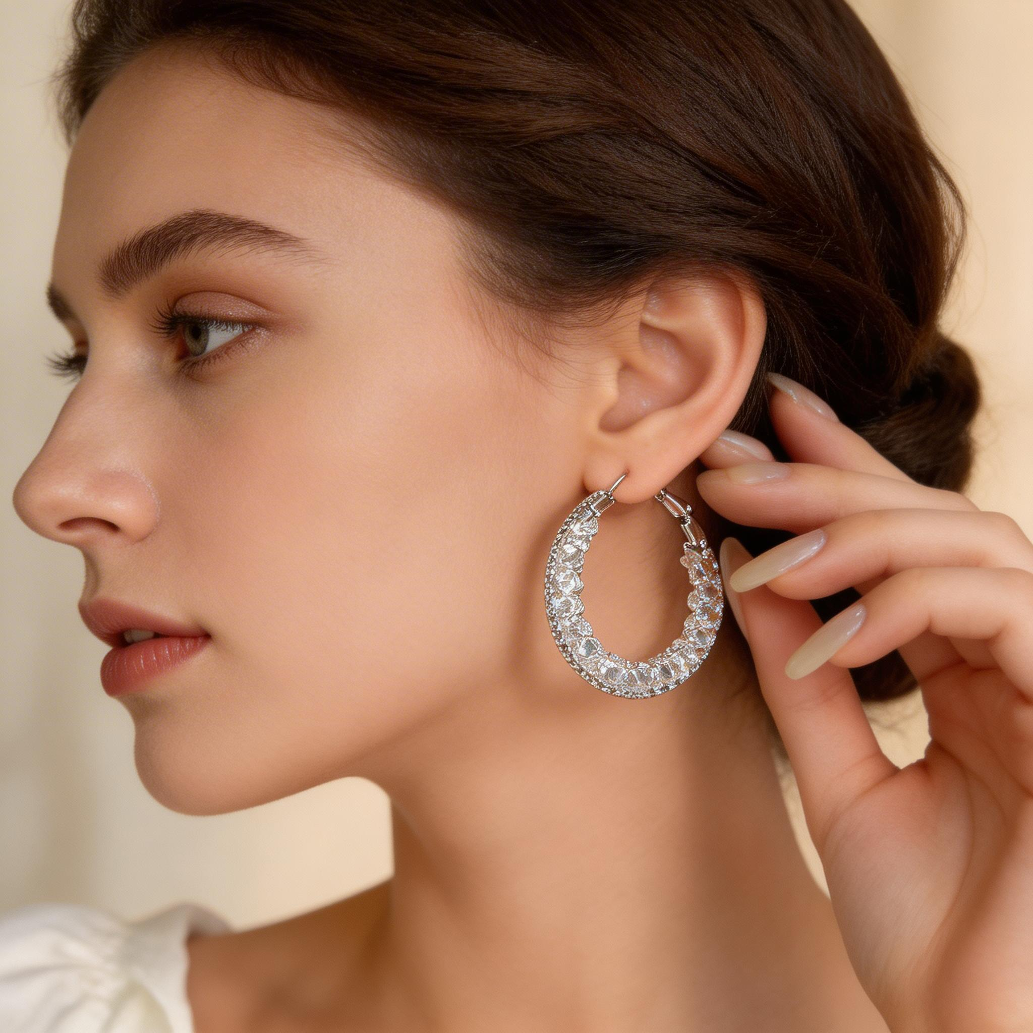 Elegant Pavé Hoop Earrings