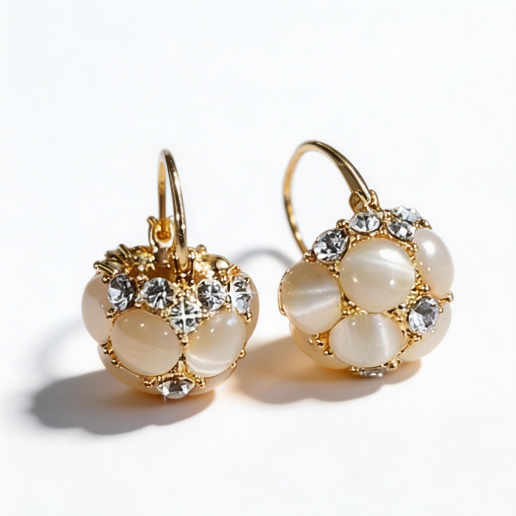 Natural Cat's Eye Basket Earrings