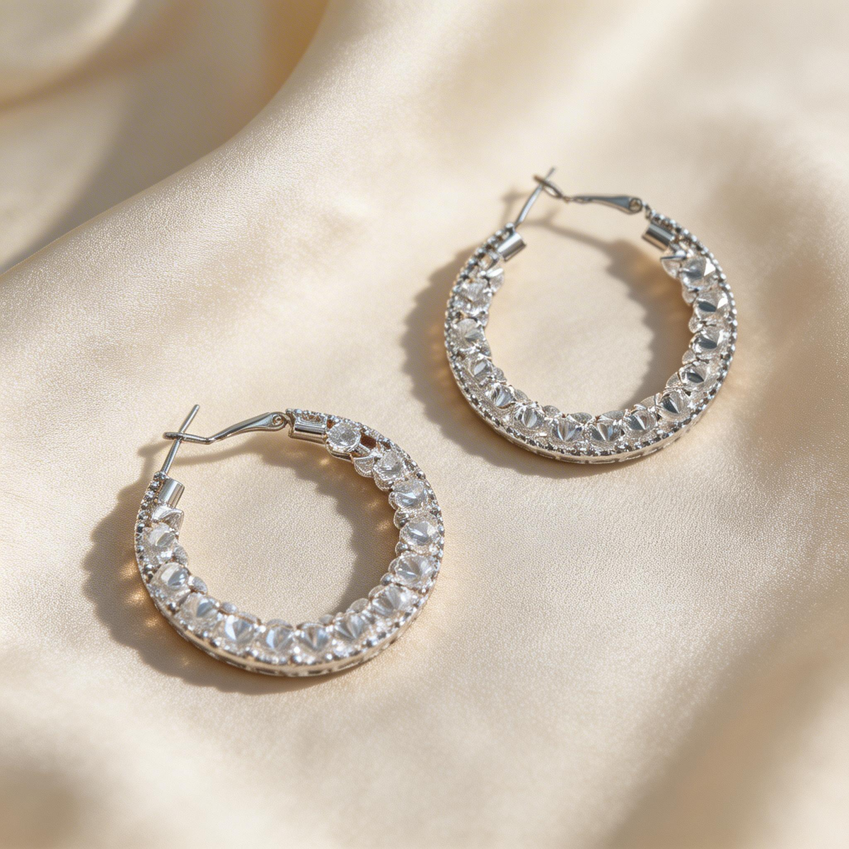 Elegant Pavé Hoop Earrings