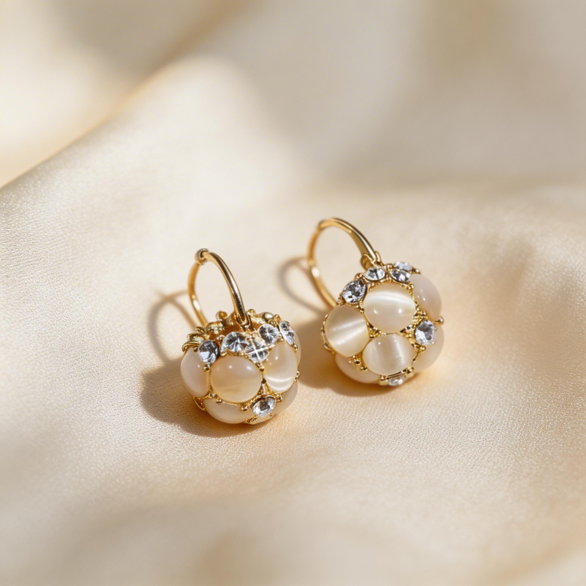 Natural Cat's Eye Basket Earrings