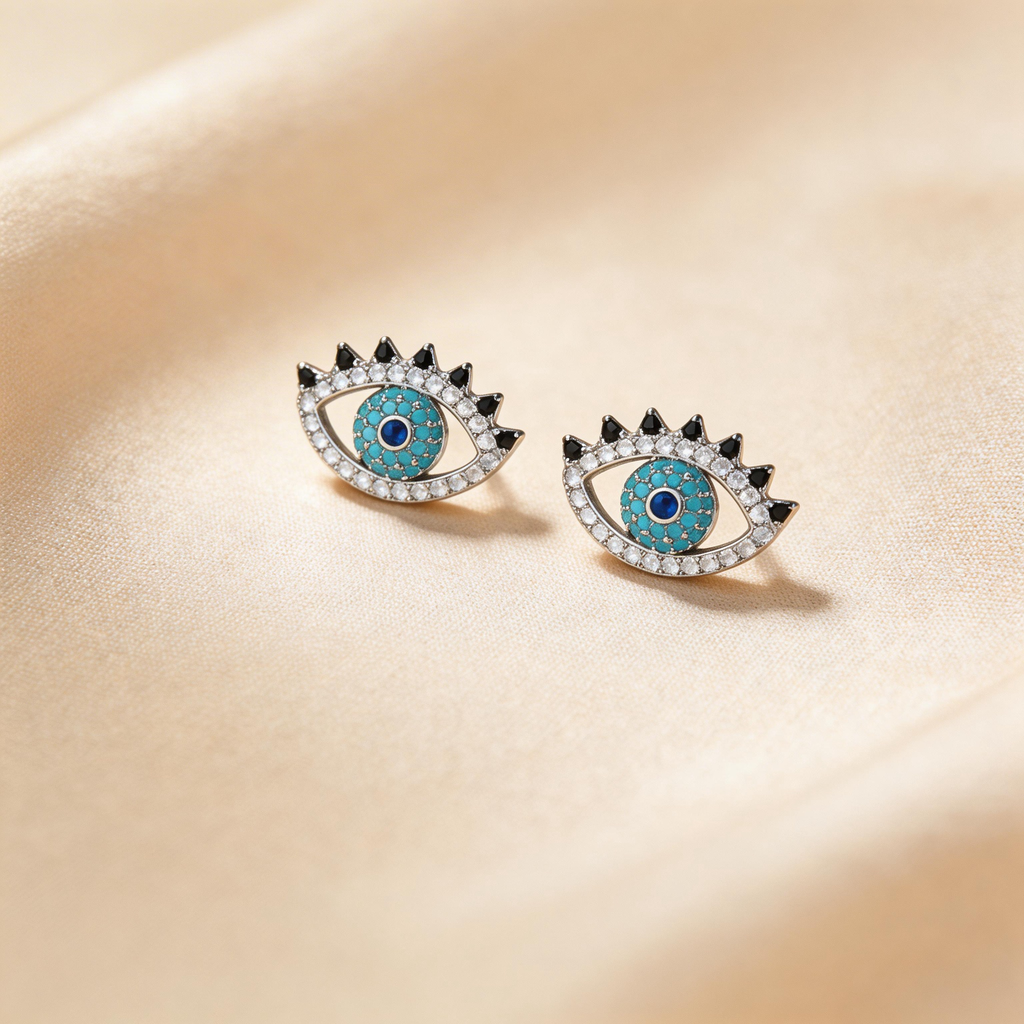 Evil Eye Crystal Stud Earrings