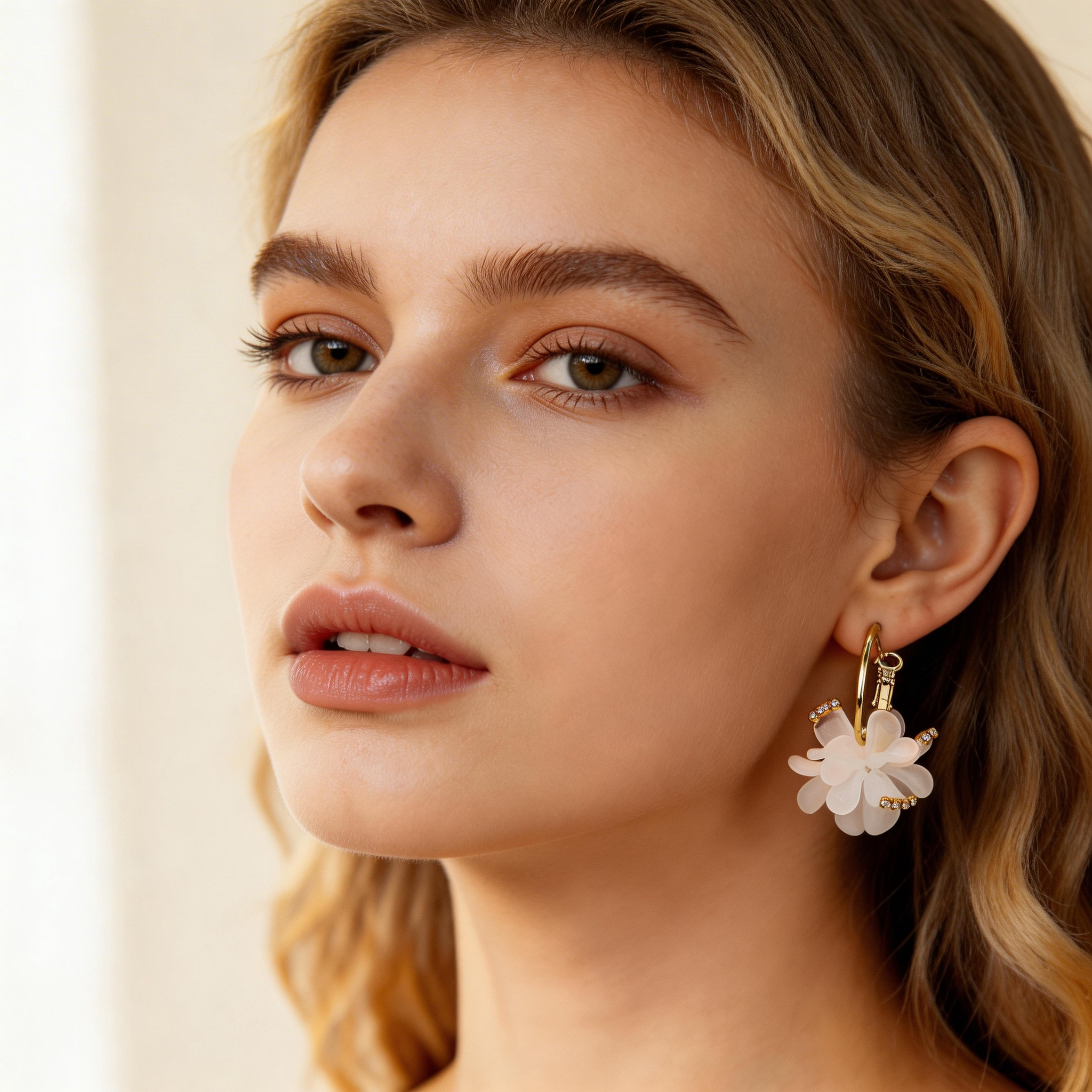 Elegant Gardenia Flower Earrings
