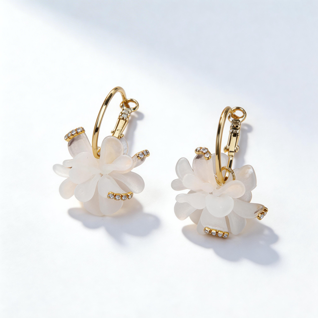 Elegant Gardenia Flower Earrings