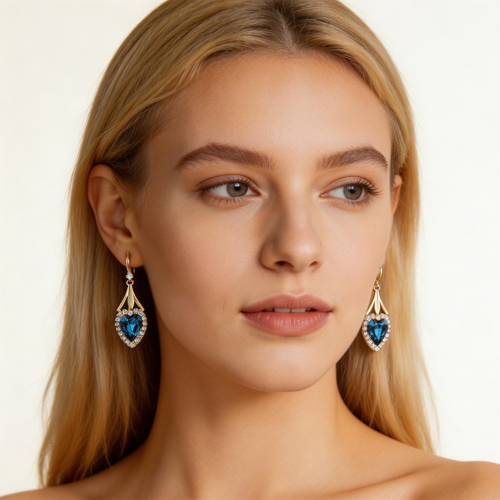 Classic Heart Crystal Drop Earrings