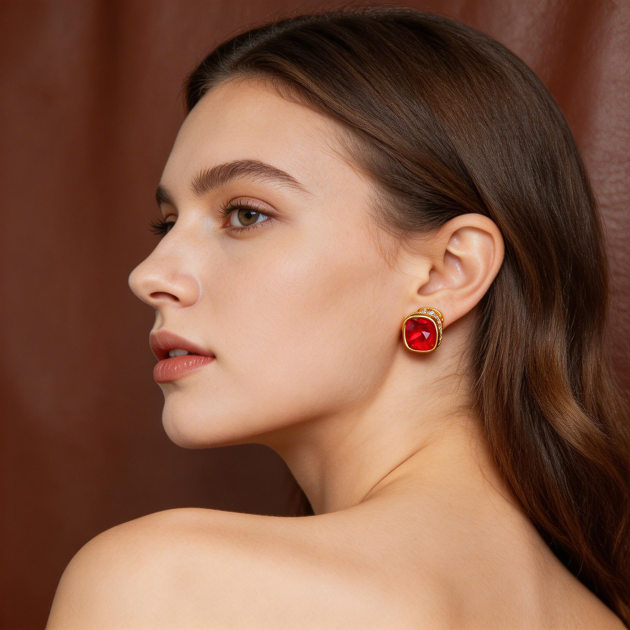 Natural Ruby Stud Earrings