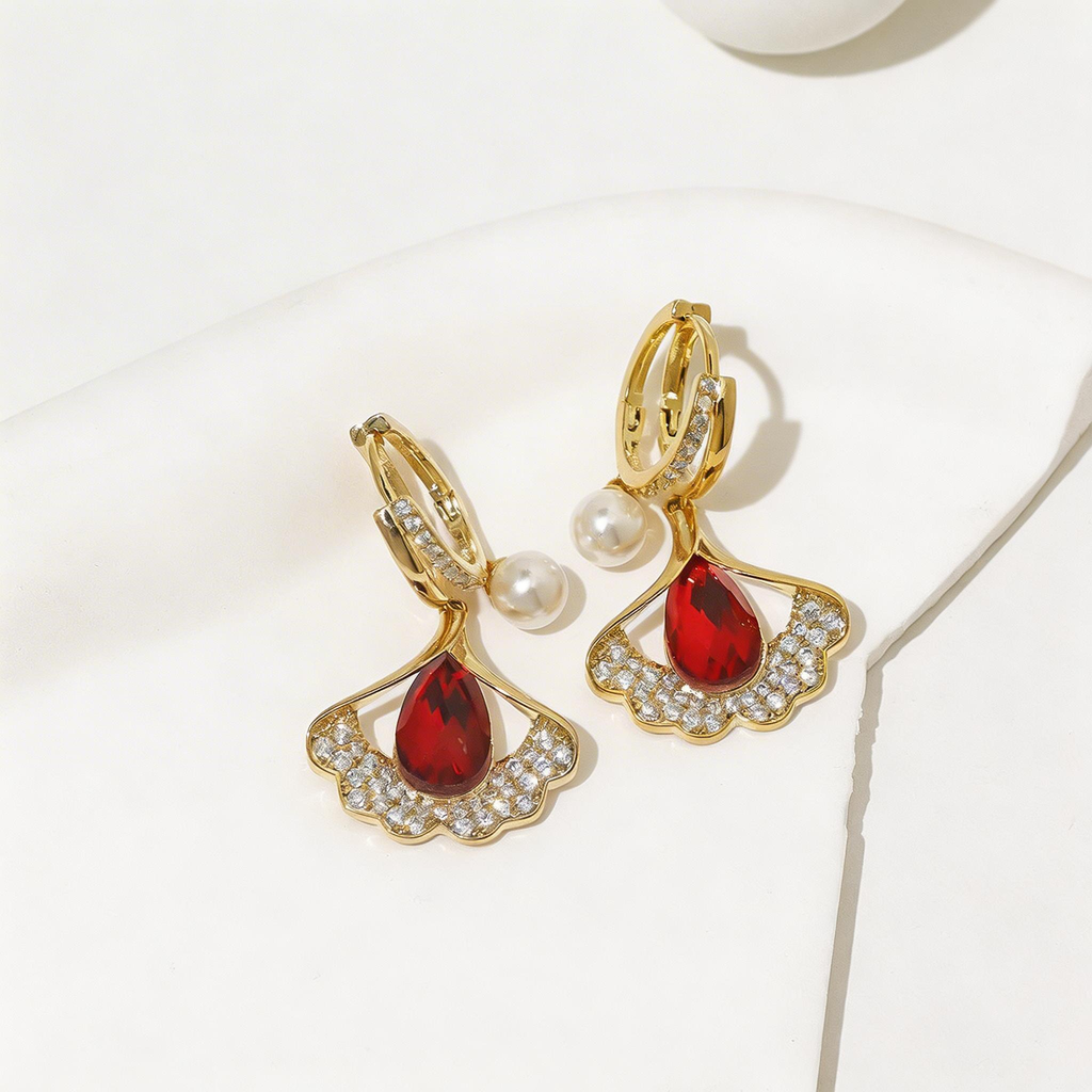 Elegant Ginkgo Leaf Double-Layer Earrings