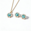 Elegant Sunflower Aquamarine Jewelry Set