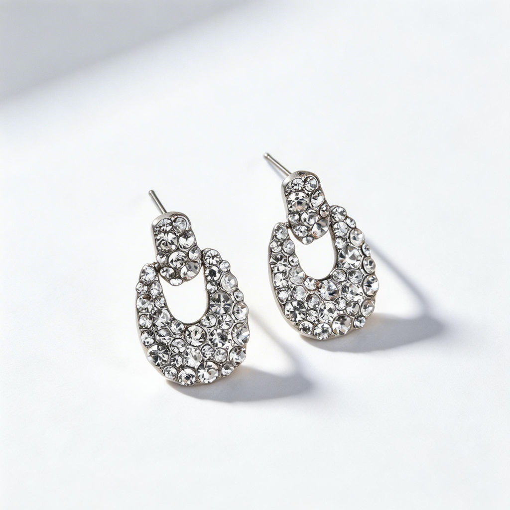 Vintage U-Shaped Pavé Stud Earrings