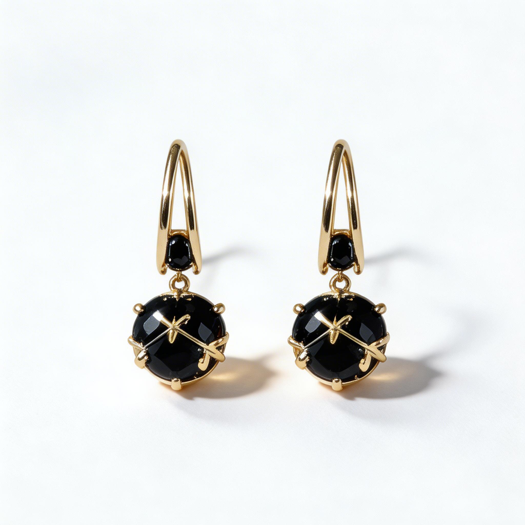 Vintage Black Onyx Drop Earrings