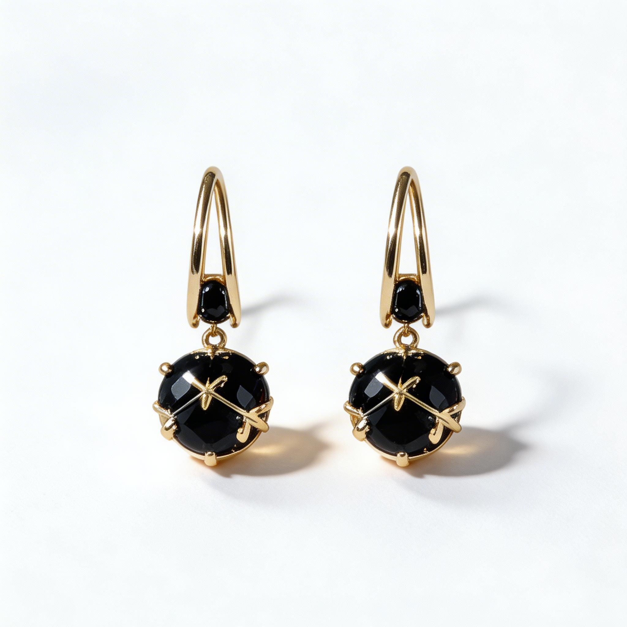 Vintage Black Onyx Drop Earrings