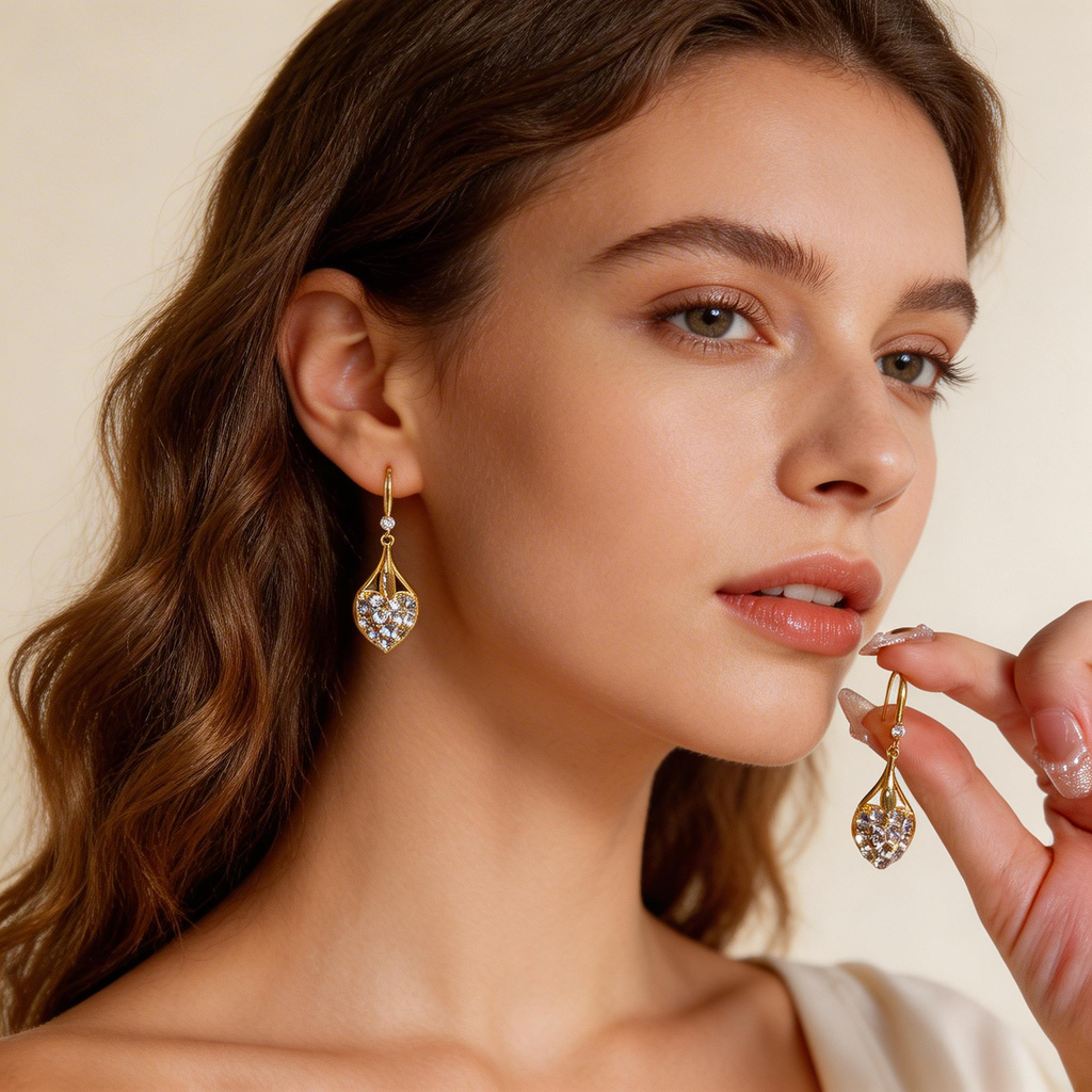 Delicate Heart Drop Earrings
