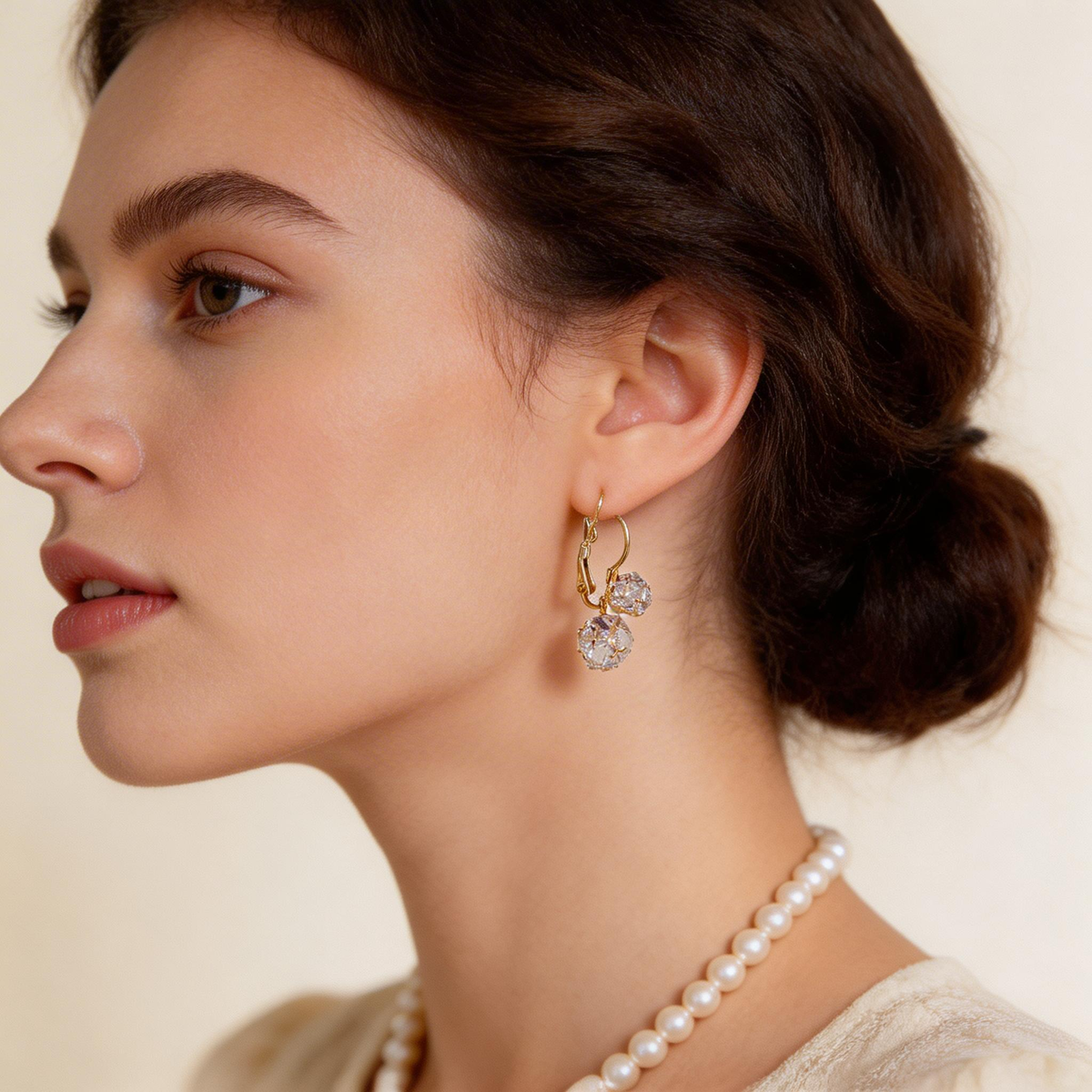 Double Crystal Sphere Earrings