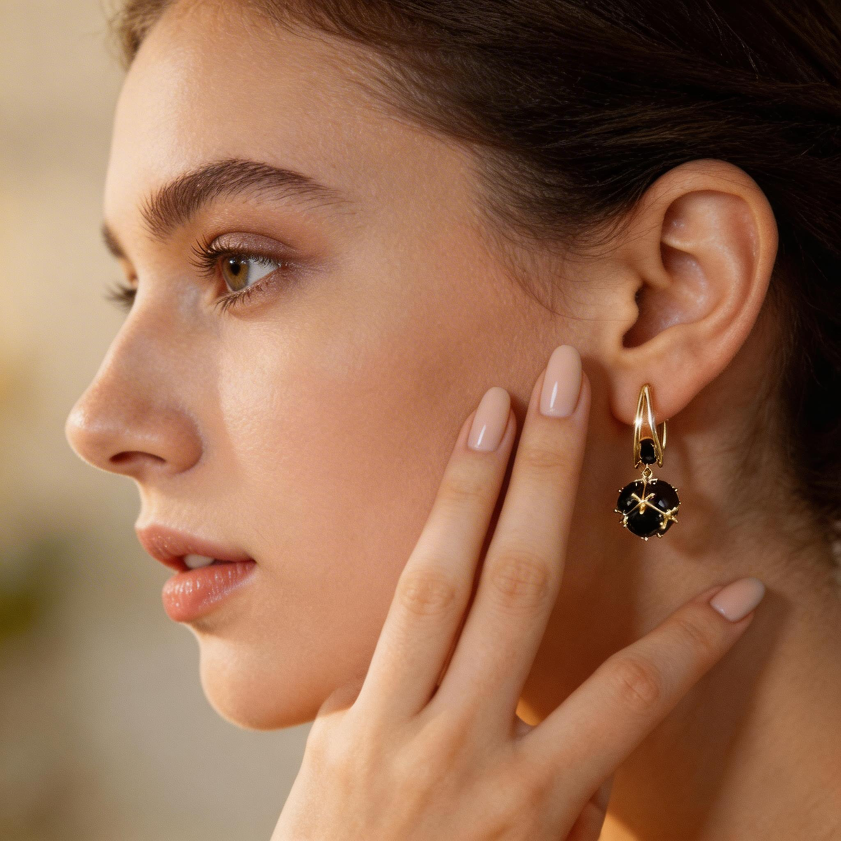 Vintage Black Onyx Drop Earrings