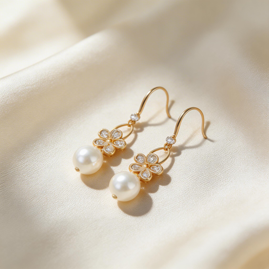 Elegant Pearl Blossom Drop Earrings