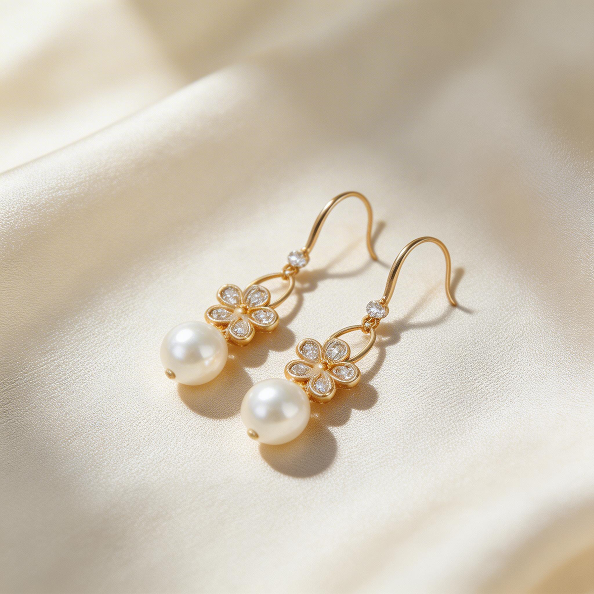 Elegant Pearl Blossom Drop Earrings
