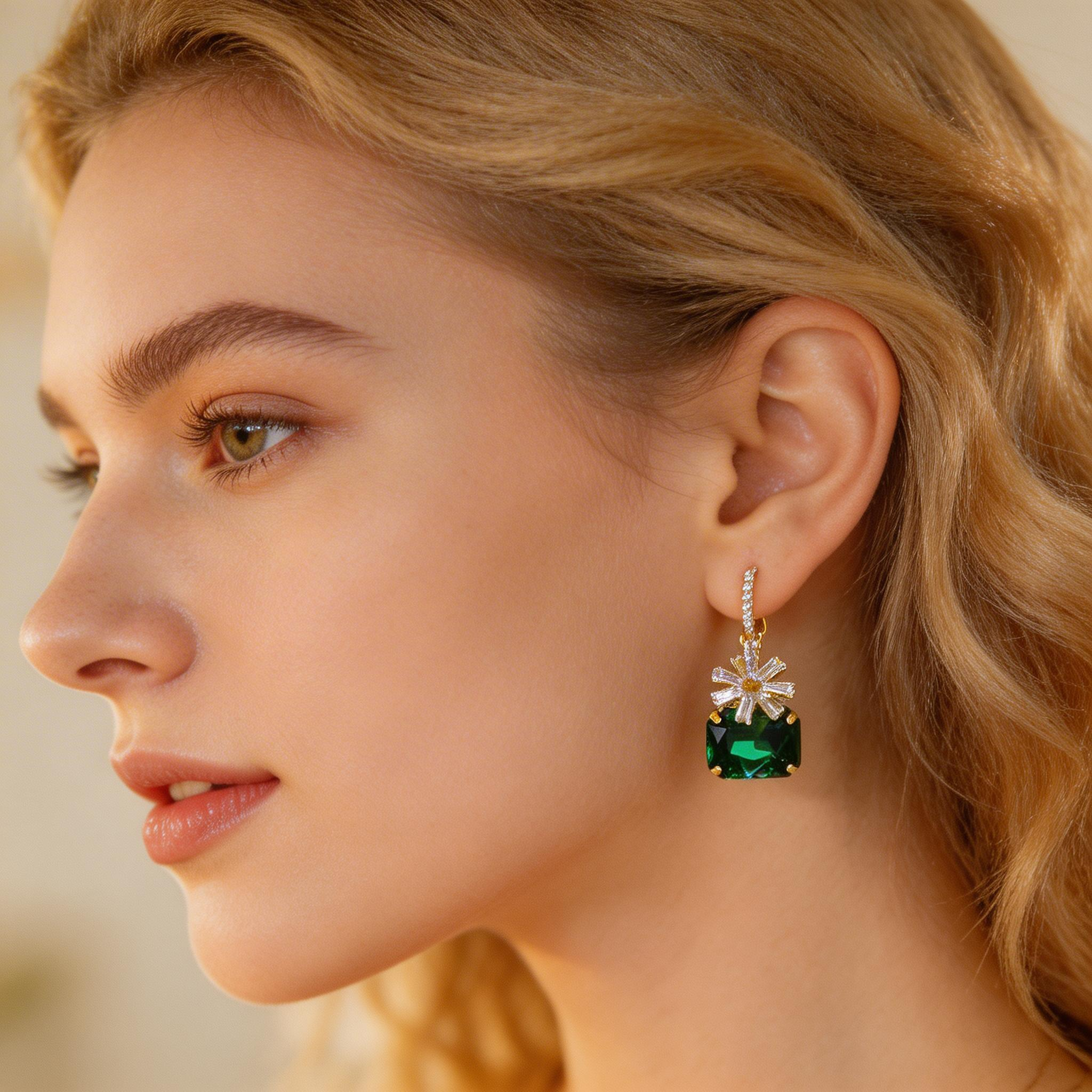 Elegant Cushion-Cut Crystal Drop Earrings