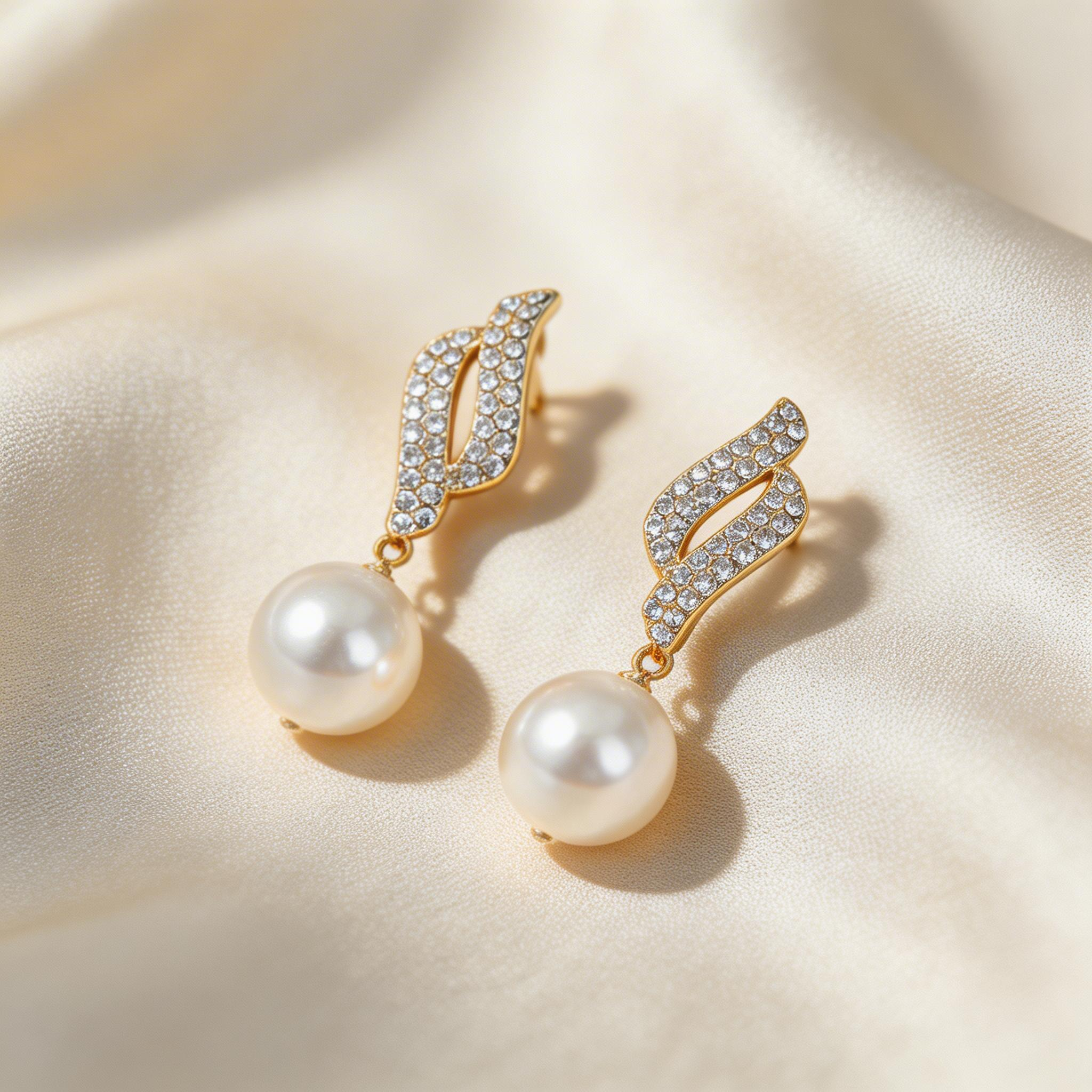 Pearl Drop Stud Earrings