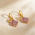 Elegant Amethyst Drop Hoop Earrings