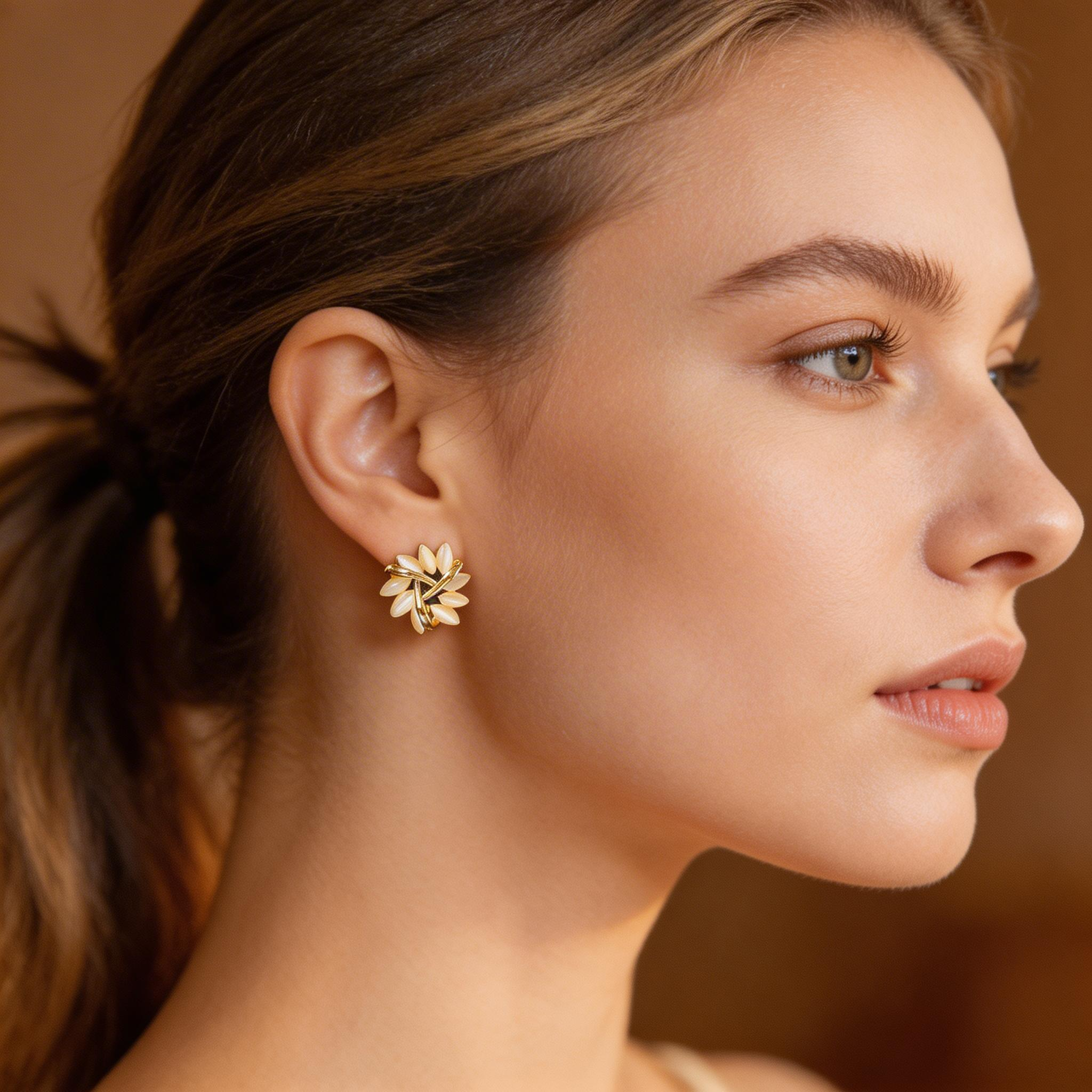 Leaf Cluster Stud Earrings