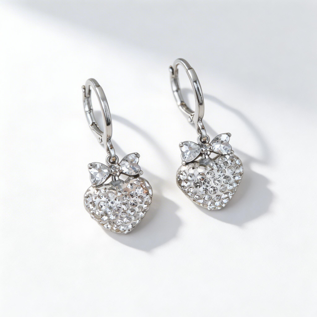 Heart Drop Hoop Earrings