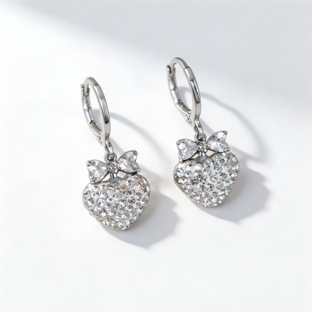 Heart Drop Hoop Earrings