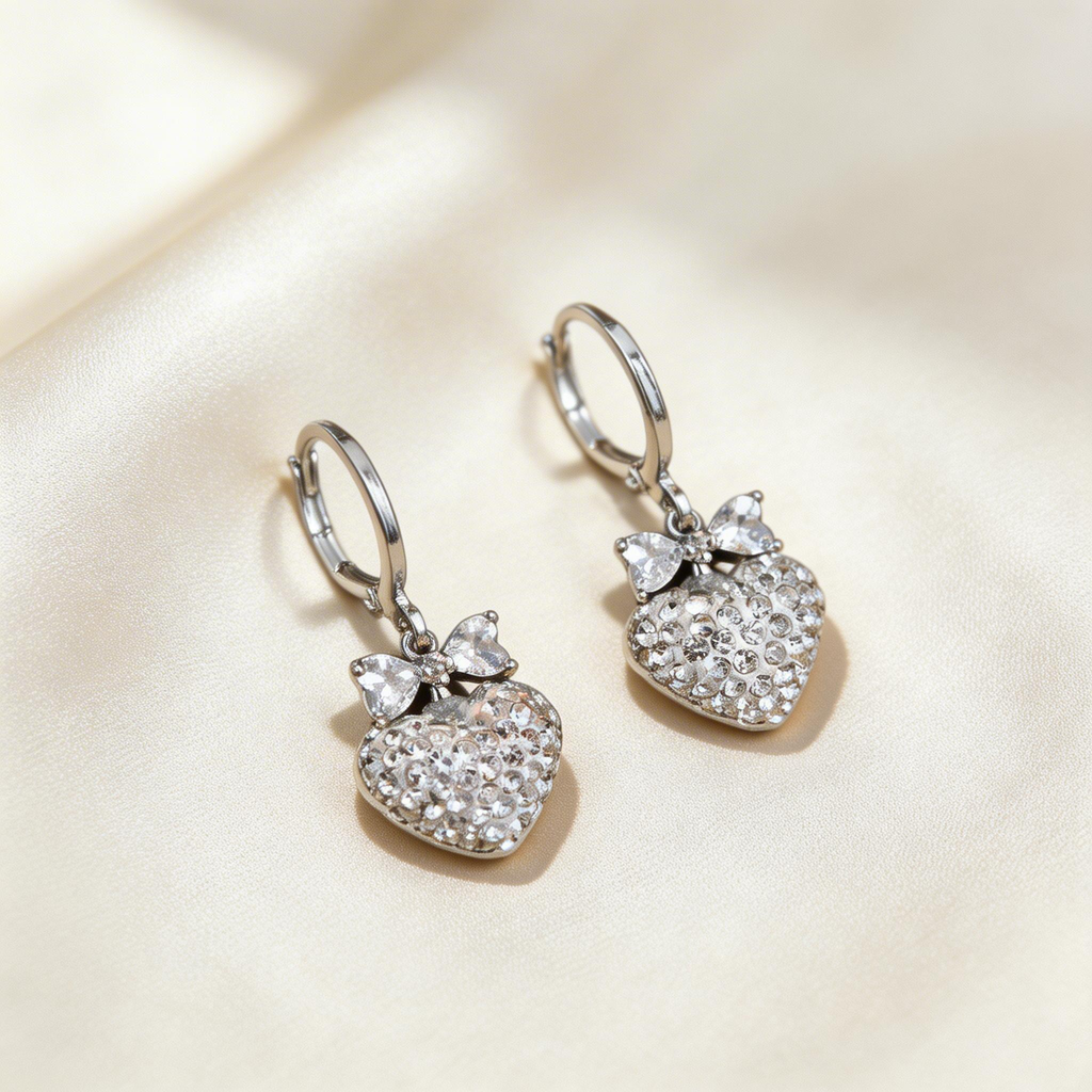 Heart Drop Hoop Earrings