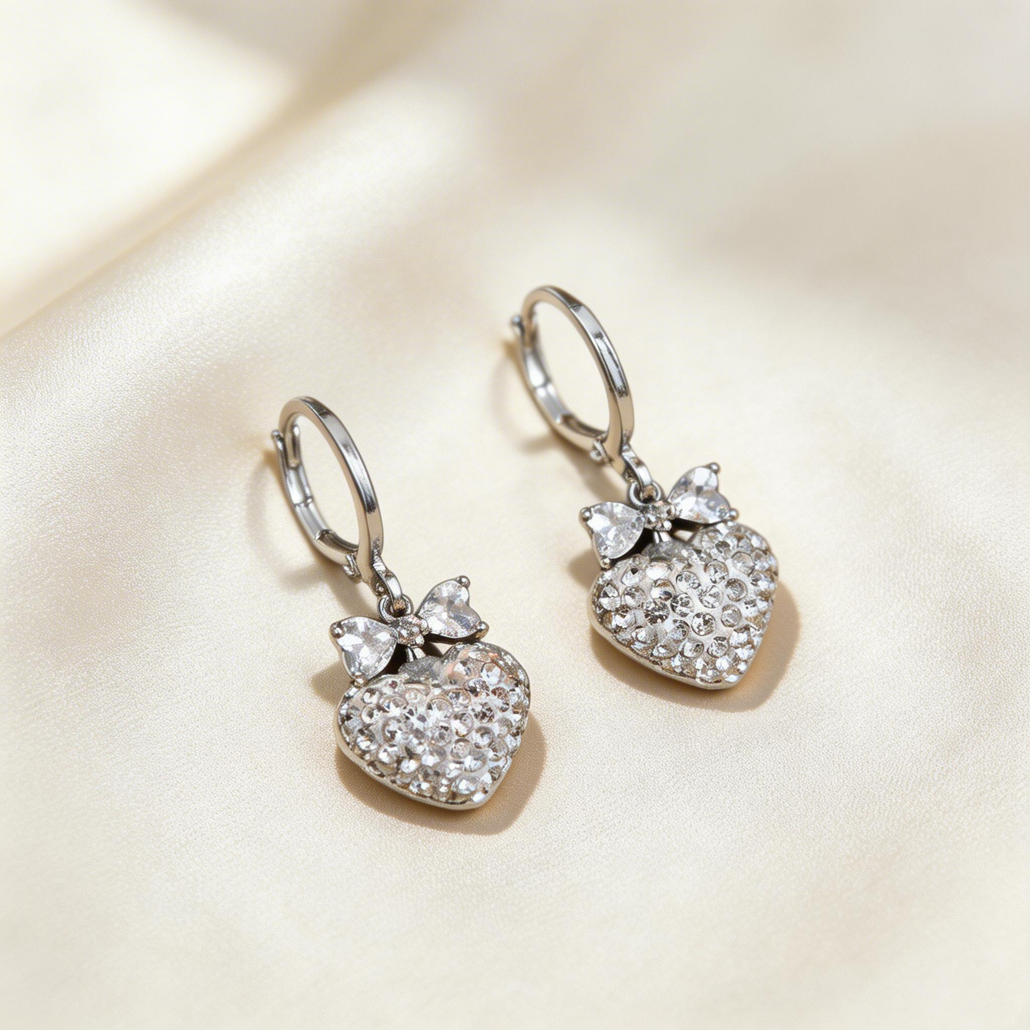 Heart Drop Hoop Earrings