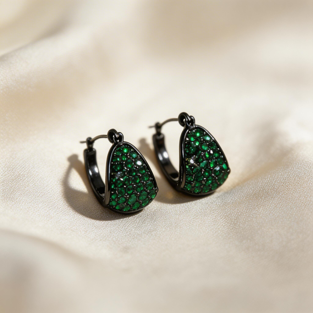 Natural Crystal Pavé Drop Earrings