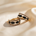 Vintage Black Crystal Double-Layer Hoop Earrings