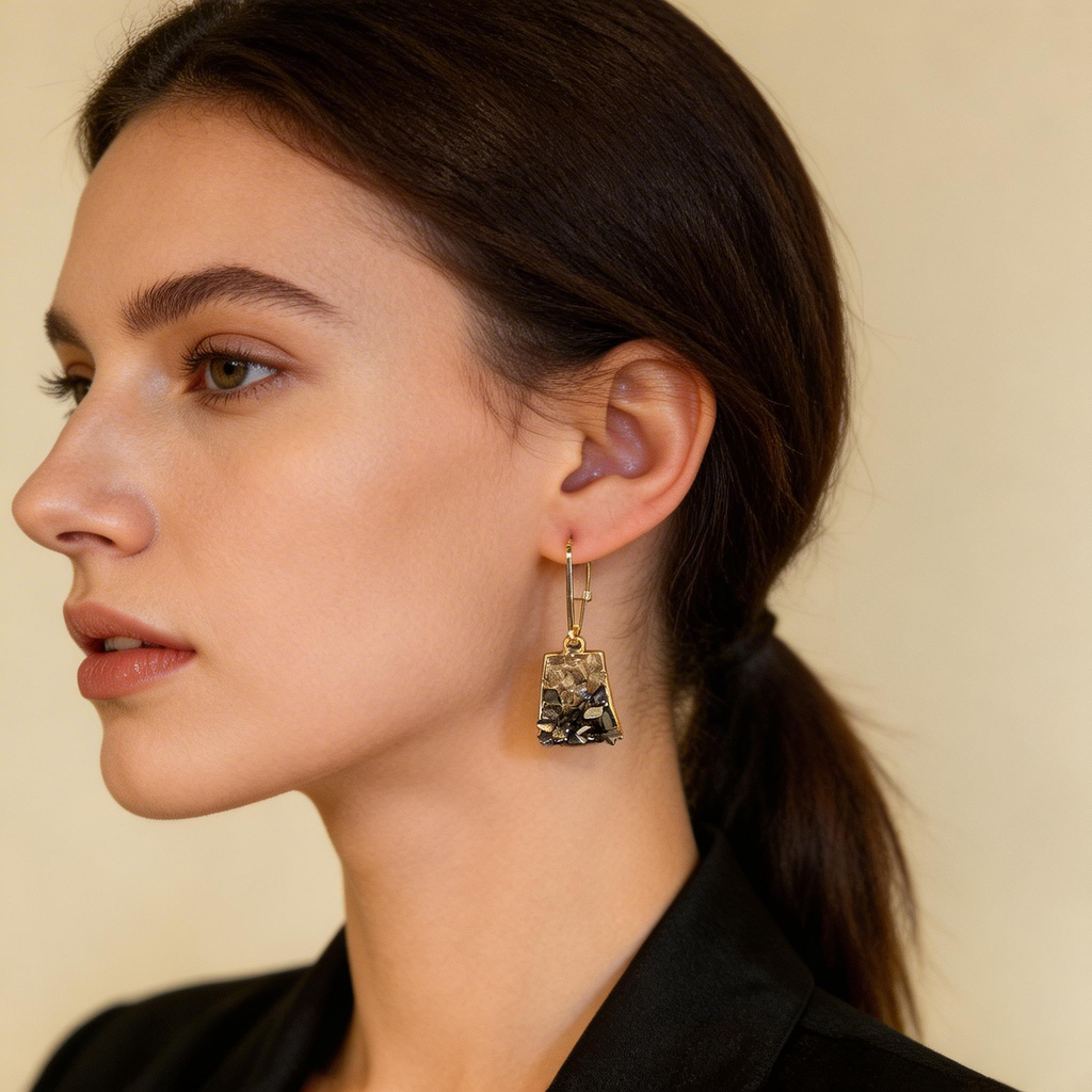 Mixed Crystal Trapeze Drop Hook Earrings