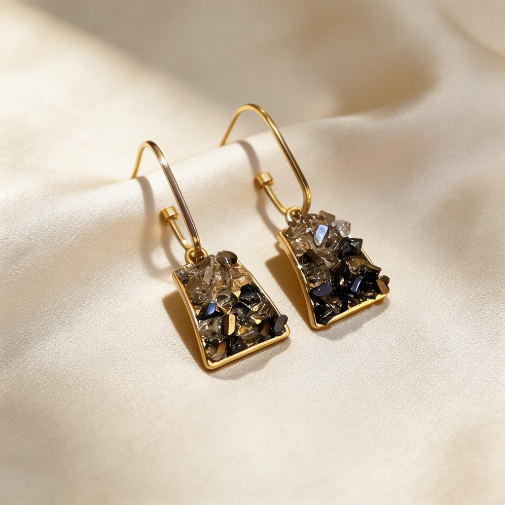 Mixed Crystal Trapeze Drop Hook Earrings
