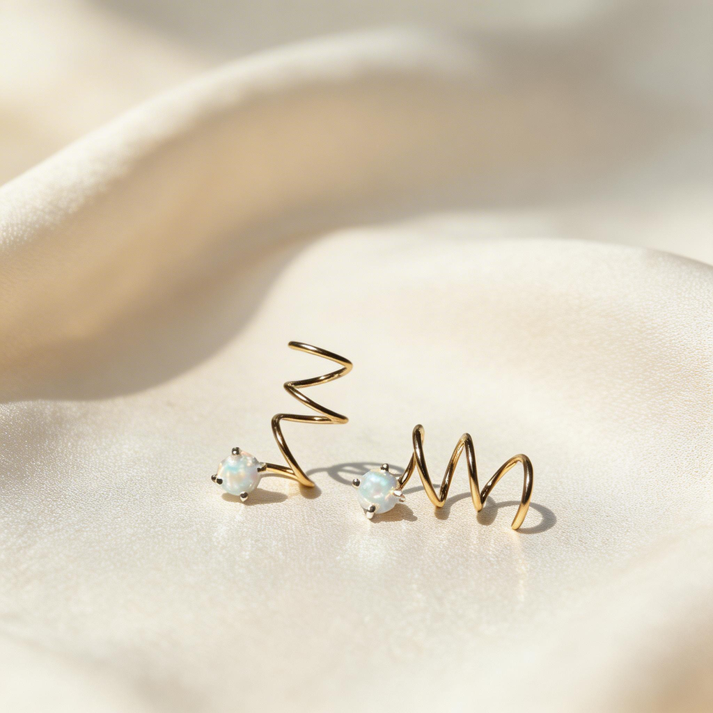 Opal Spiral Drop Earrings