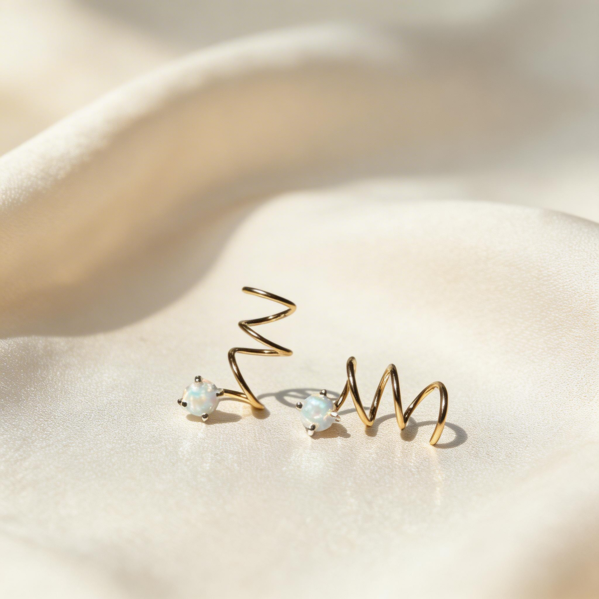 Opal Spiral Drop Earrings