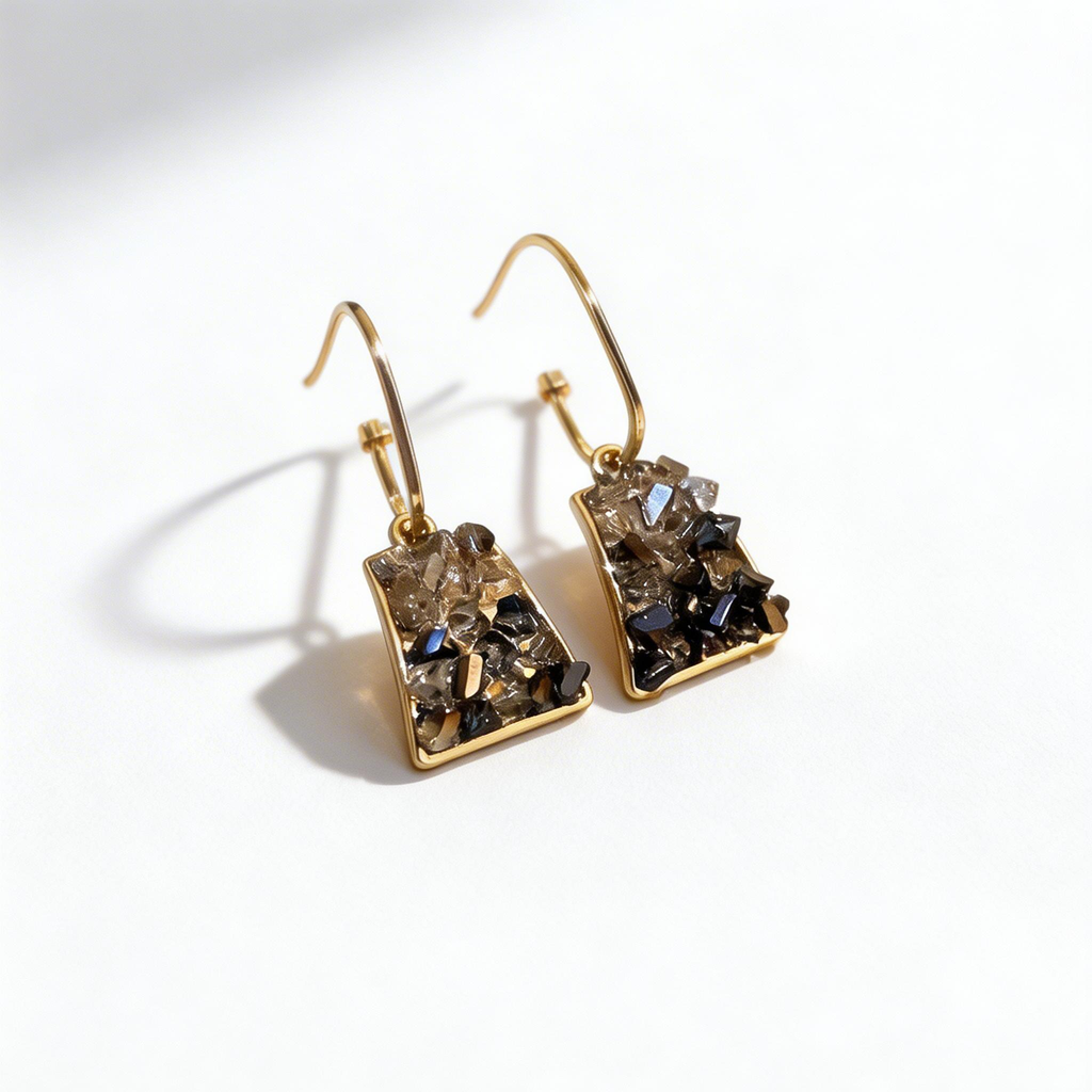 Mixed Crystal Trapeze Drop Hook Earrings
