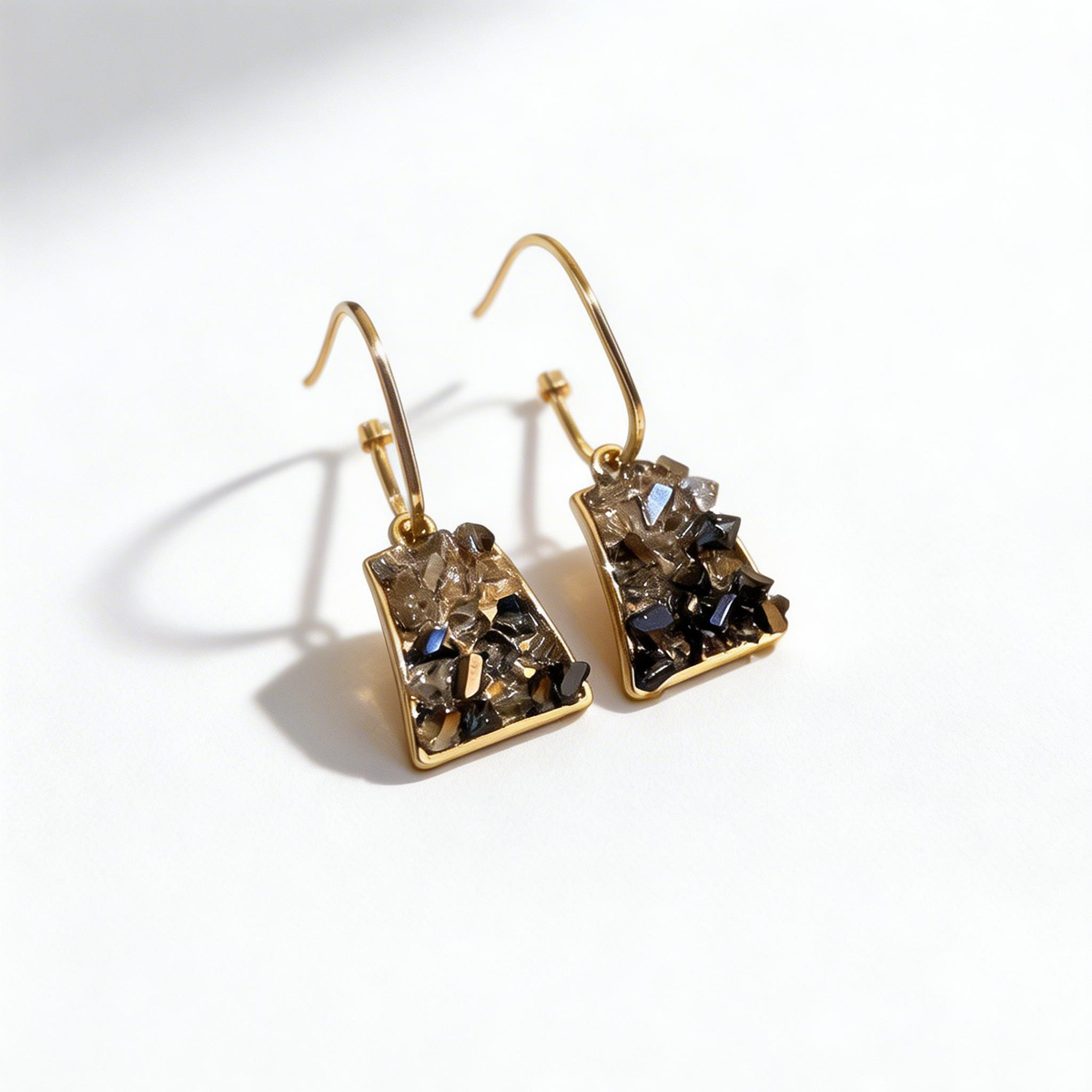 Mixed Crystal Trapeze Drop Hook Earrings