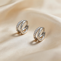 Double-Track Pavé Hoop Earrings