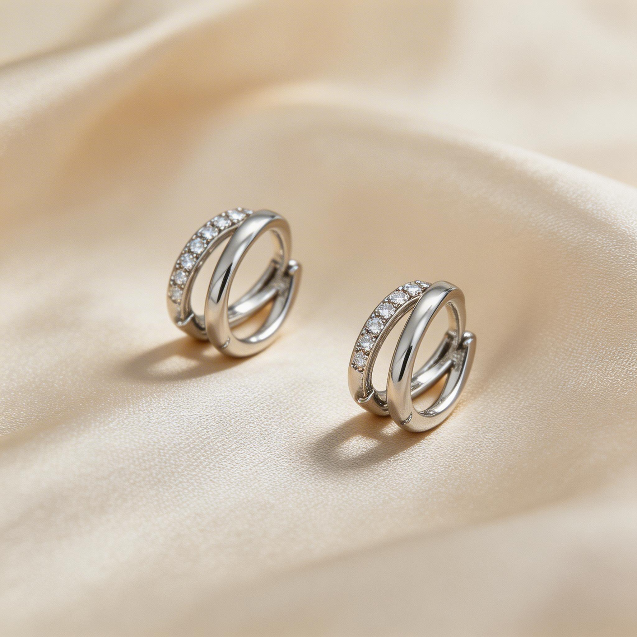 Double-Track Pavé Hoop Earrings