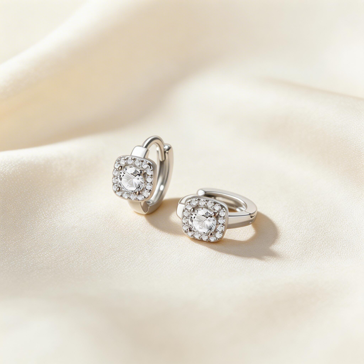 Classic Cushion-Set Diamond Stud Earrings