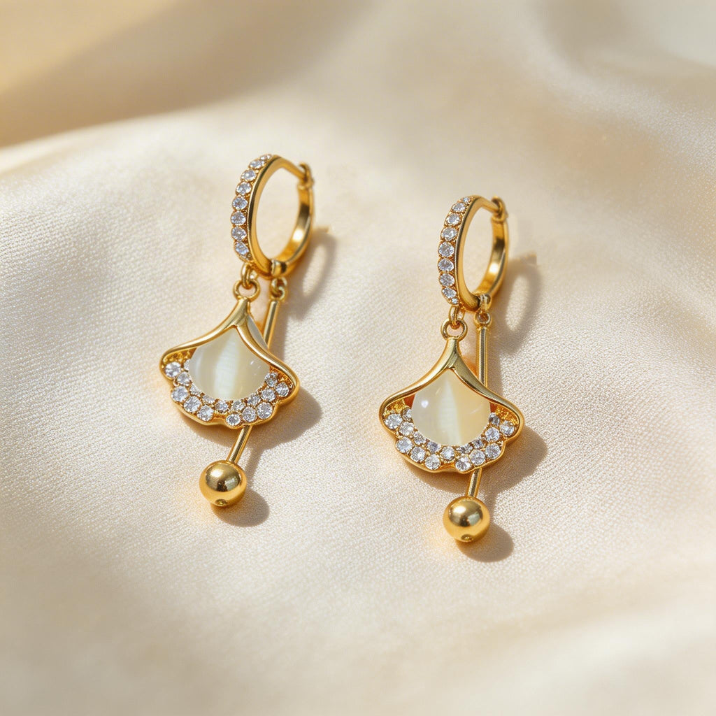 Cat’s Eye Drop Pavé Hoop Earrings