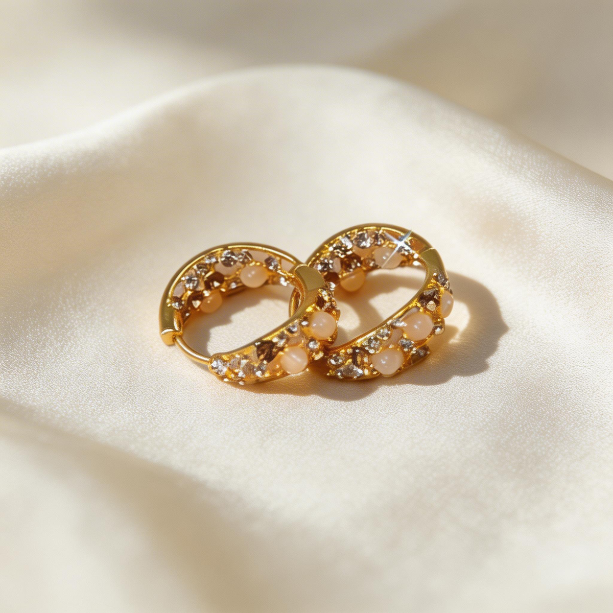 Natural Crystal Hoop Earrings