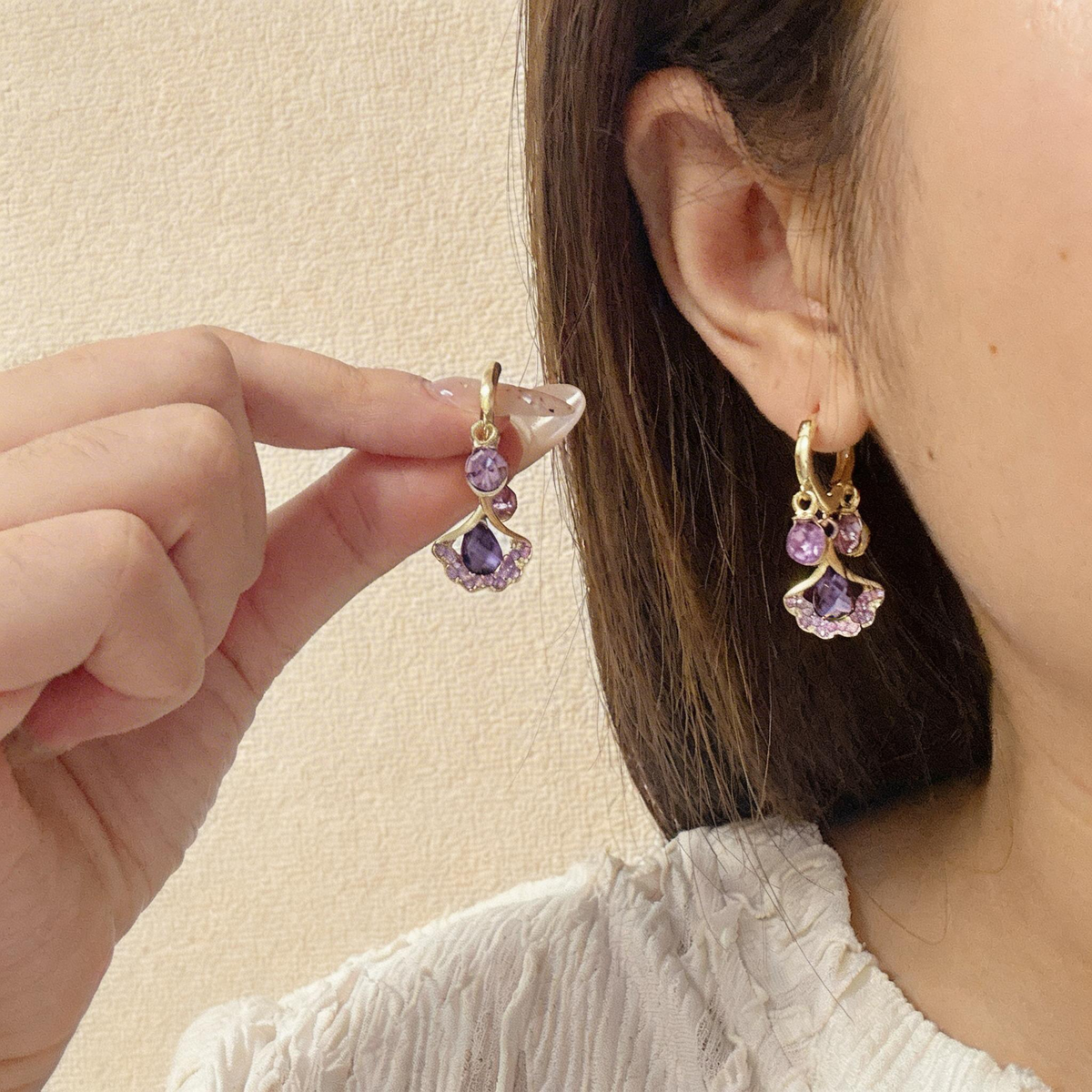 Fan-Shaped Drop Hoop Earrings