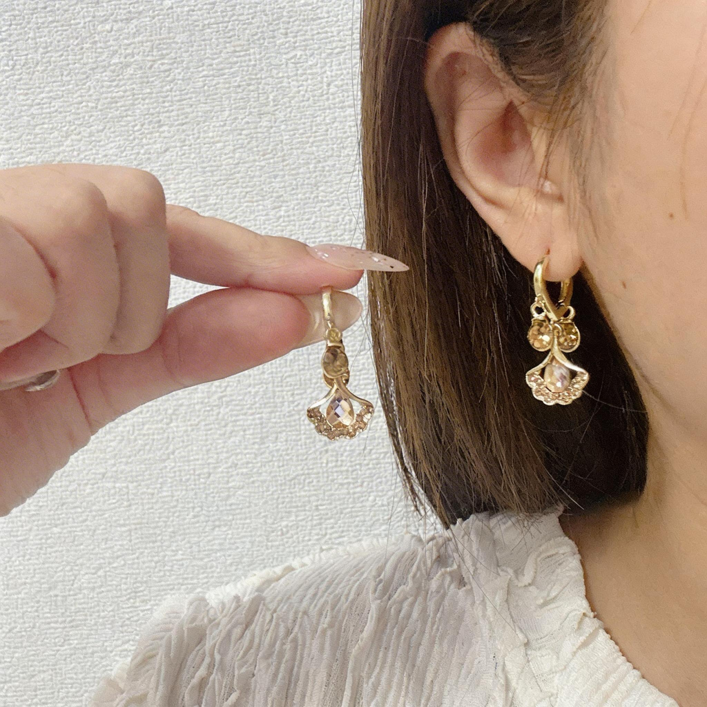 Fan-Shaped Drop Hoop Earrings