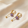 Pavé Sphere Drop Bar Hoop Earrings