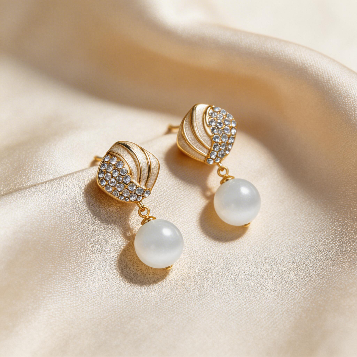Asymmetric Fan Cat’s Eye Drop Stud Earrings